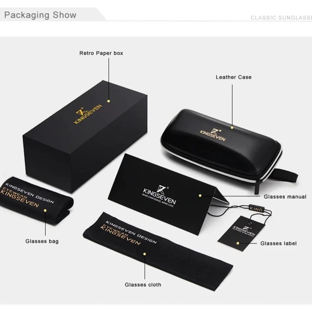 KINGSEVEN Handmade High Quality Black Walnut Sunglasses Polarized UV400 Shade - Picture 7 of 7